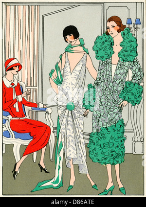 Two young ladies in dresses by Madeleine et Madeleine Stock Photo