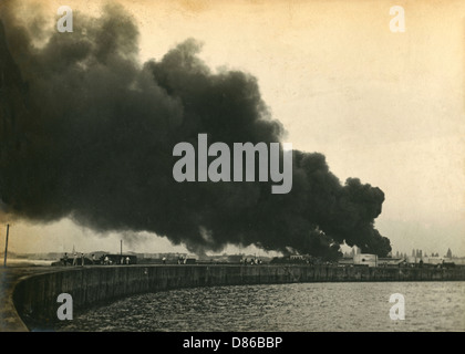 Smoke From Shelled Fuel Tanks In Madras Stock Photo