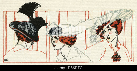 Women with feathered hats 1913 Stock Photo