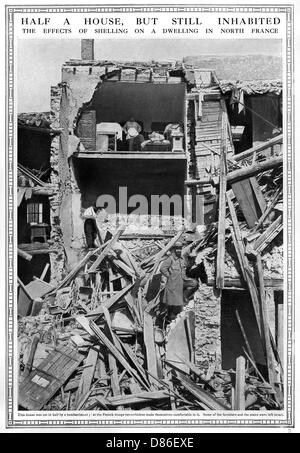 Shelled house in Northern France WWI Stock Photo