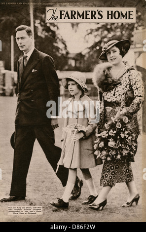 George VI & Queen Elizabeth, daughter Elizabeth at Richmond Stock Photo