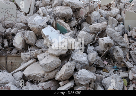 Pile of dusty rubble from a demolished house. Stock Photo