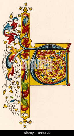 Illuminated letter T Stock Photo