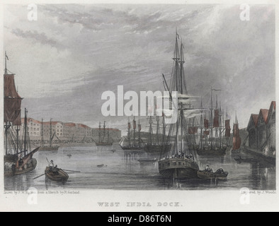 West India Dock 1825 Stock Photo