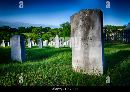 This is an HDR image of an unknown Confederate soldier grave at Oakwood Cemetery in Montgomery, Alabama. Stock Photo