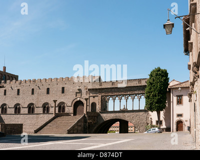 Arches of the papal palace in Viterbo in Italy Stock Photo