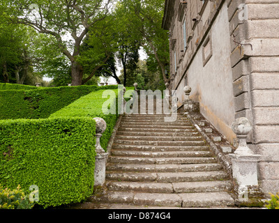 Steps and Balustrades in the enchanting gardens of Villa Lante in Bagnaia, Umbria, Italy Stock Photo