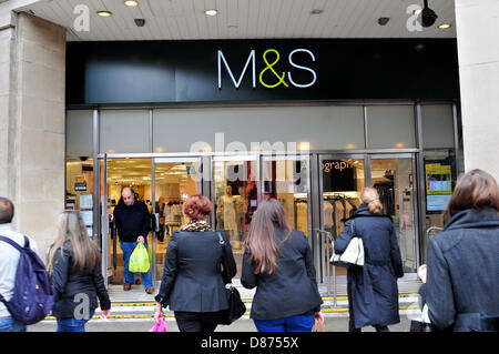 Shoppers in front of Marks & Spencer on Oxford Street, London, UK. Stock Photo