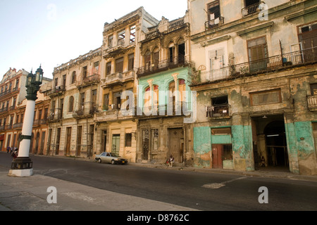 A street in central Havana where Real Fabrica de Tabacos Partagas is located. Havana.  World Heritage Site.  Old Town. Stock Photo