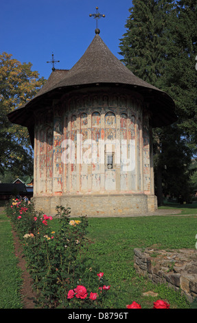 Humor Monastery located in Manastirea Humorului, about 5 km north of the town of Gura Humorului, Romania. It is a monastery for Stock Photo