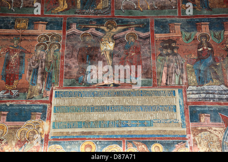 Humor Monastery located in Manastirea Humorului, about 5 km north of the town of Gura Humorului, Romania. It is a monastery for Stock Photo