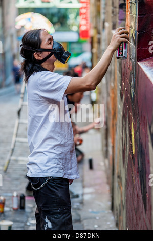 street artists decorate the walls of Melbourne's Hosier & Rutledge Lanes with murals making a celebrated tourist attraction. Stock Photo