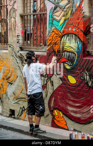 Melbourne's Hosier & Rutledge Lanes are a celebrated tourism attraction where street artists are allowed to decorate the walls. Stock Photo