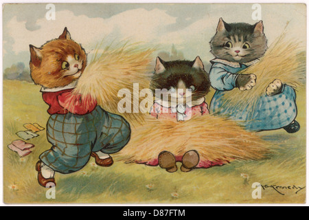 Kittens Play With Hay Stock Photo