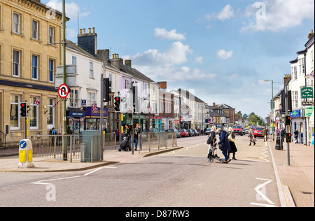 High street in Honiton, Devon, UK Stock Photo