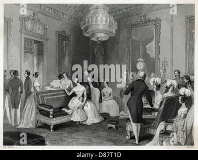 Queen Victoria in drawing room at Buckingham Palace Stock Photo