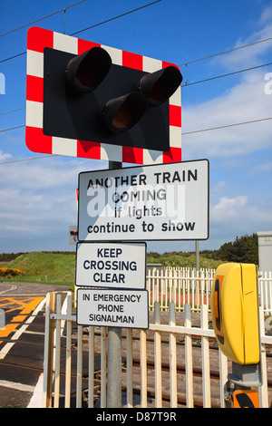 Phone And Stop Sign At An Unmanned Railway Level Crossing With A Fast 