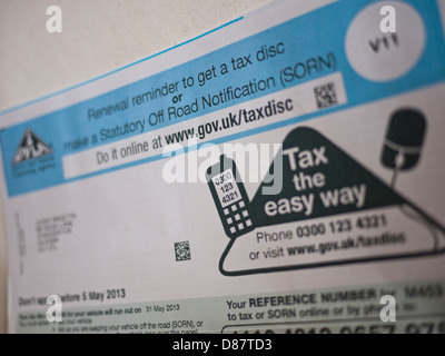 Vehicle road tax reminder V11 form. UK. Stock Photo