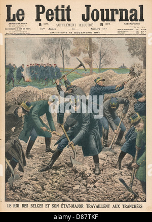 Albert I, King of Belguim help dig trenches Stock Photo