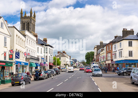 Honiton, Devon, England, UK - the town and main high street Stock Photo