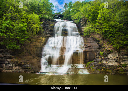 She-Qua-Ga or Tumbling Waters waterfalls in Montour Falls in the Finger Lakes region of New York State Stock Photo