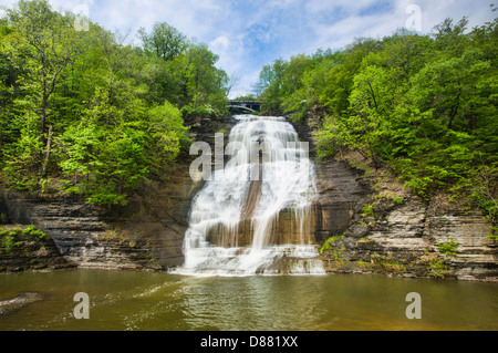 She-Qua-Ga or Tumbling Waters waterfalls in Montour Falls in the Finger Lakes region of New York State Stock Photo