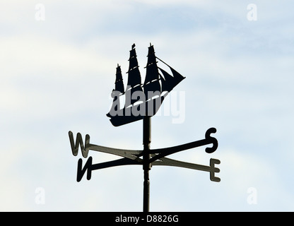 Weathervane with sailing ship design. Wrentham, Suffolk, England, United Kingdom, Europe. Stock Photo