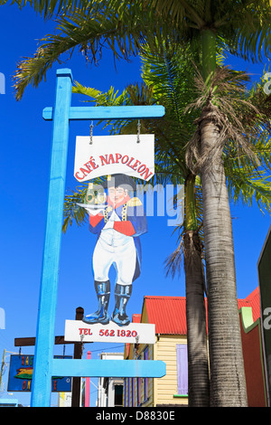 Historic Redcliffe Quay District,St. John's,Antigua Island,Antigua & Barbuda,Caribbean,Cafe Napoleon,Sign Stock Photo