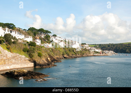Homes overlooking the river at Fowey in Cornwall, UK Stock Photo