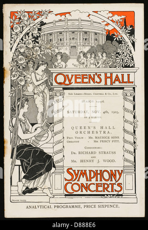 Queen's Hall concert programme cover, Strauss and Wood Stock Photo