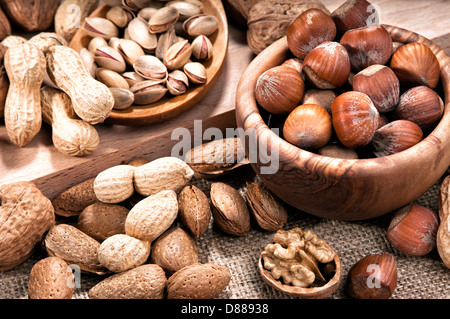 Variety of nuts Stock Photo