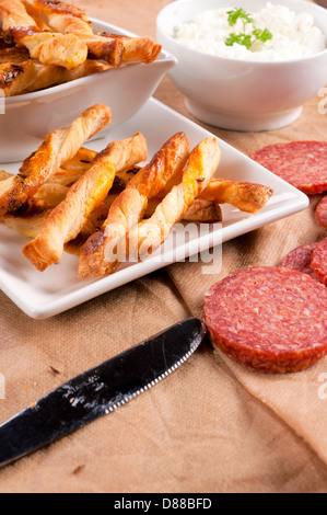 Puffed bread sticks with cumin Stock Photo
