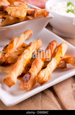 Selective focus on the front cumin pastry sticks Stock Photo
