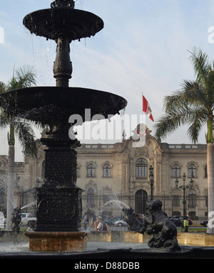 The Peruvian Government Palace in the Plaza de Armas of Lima, Peru Stock Photo