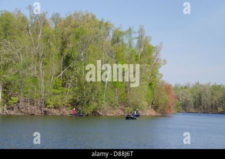 Kentucky, Kuttawa, Lake Barkley, Buzzard Rock. Fishermen on Lake Barkley. Stock Photo