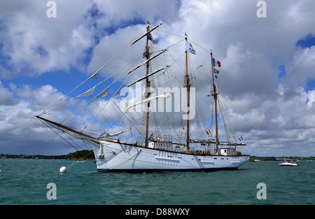 Marité : three-masted schooner, ' Terre-neuvier '  (1921), he practiced the cod fishery on the banks of Newfoundland from 1924 to 1929. Stock Photo