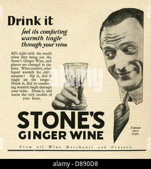 Advert for Stone's ginger wine - it appeared in a women's magazine in 1928 Stock Photo