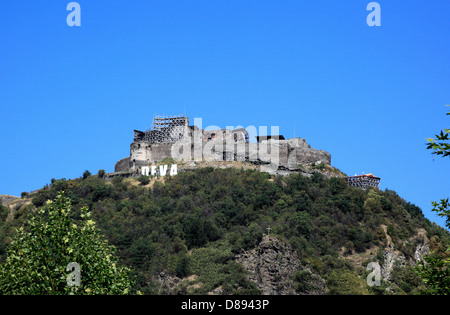 Deva, the ruins of the castle in restoration, Transylvania, Romania Stock Photo