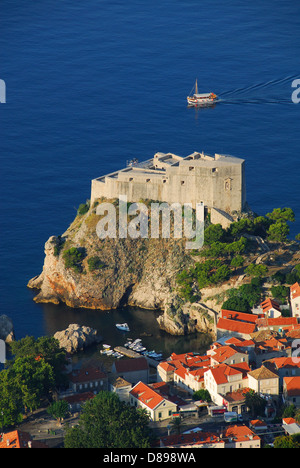 DUBROVNIK, CROATIA. An elevated view of the Lovrijenac fortress and Pile area of the town. 2010. Stock Photo