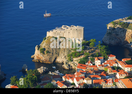 DUBROVNIK, CROATIA. An elevated view of the Lovrijenac fortress and Pile area of the town. 2010. Stock Photo