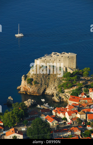 DUBROVNIK, CROATIA. An elevated view of the Lovrijenac fortress and Pile area of the town. 2010. Stock Photo