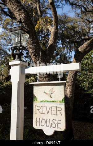 River House Sign, Residential House, USA Stock Photo