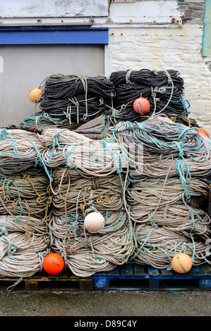 Piles of rope on the quayside, Aberystwyth, Wales, UK. Stock Photo