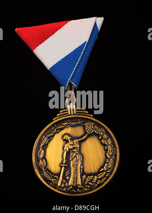bronze medal for war heroes,isolated on black background Stock Photo