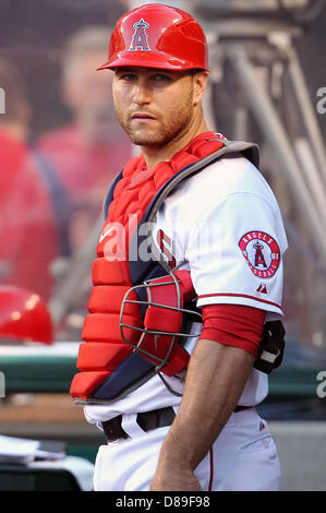 Anaheim, California, USA. May 21, 2013. Los Angeles Angels catcher Chris Iannetta (17) during the game between the Seattle Mariners and the Los Angeles Angels at Angel Stadium on May 21, 2013 in Anaheim, California. Credit: Rob Carmell/CSM/Alamy Live News Stock Photo