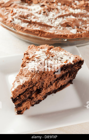 Rich Homemade Chocolate Pie against a background Stock Photo