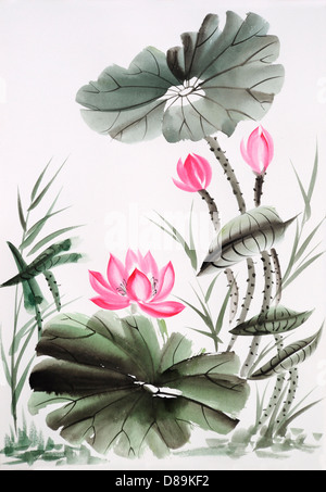 Lotus and dragonfly watercolor painting, original art, Asian style ...