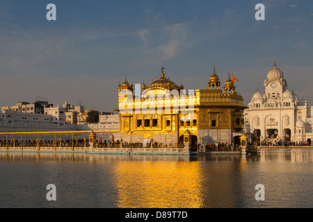 India, Punjab, Amritsar, Golden Temple in late afternoon light Stock Photo