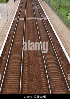 railway track going to horizon Stock Photo