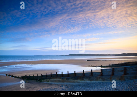 Amroth beach nr Saundersfoot Pembrokeshire Wales at sunset Stock Photo